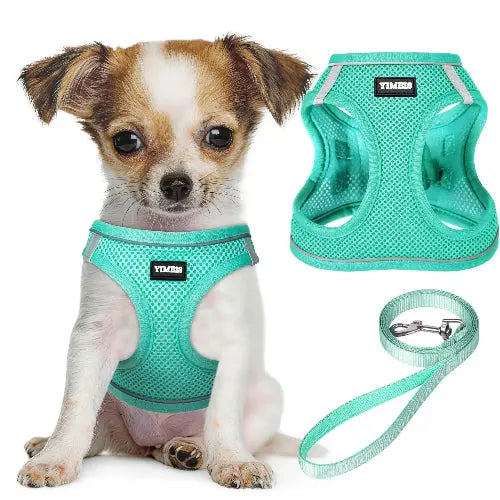 No Pull Dog Puppy Harness and Leash Set Reflective Mesh Vest XX-Small by YIMEIS