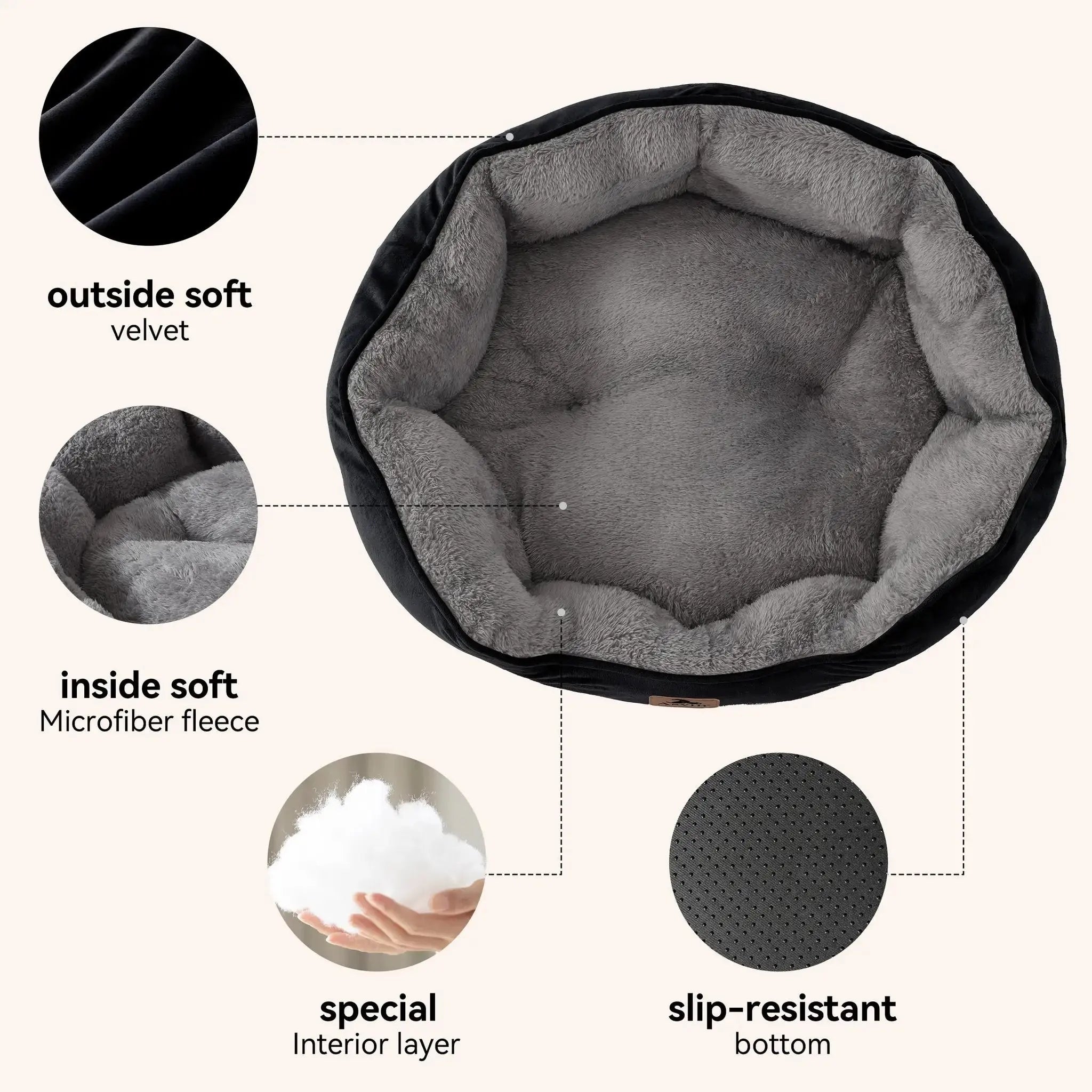 Asvin Dog Bed, Cat Beds for Indoor Cats, Pet Bed for Puppy and Kitty, Extra Soft & Machine Washable with Anti-Slip & Water-Resistant Oxford Bottom by Asvin