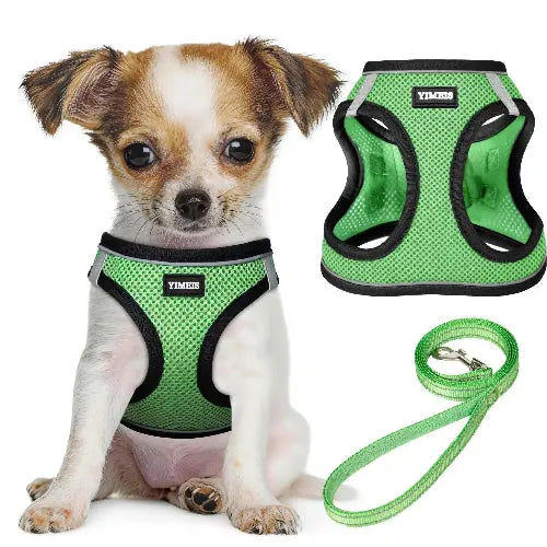 No Pull Dog Puppy Harness and Leash Set Reflective Mesh Vest XX-Small by YIMEIS