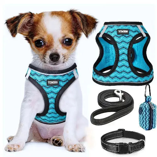 No Pull Dog Puppy Harness and Leash Set Reflective Mesh Vest XX-Small by YIMEIS