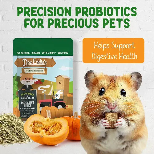 Doc Eddies Probiotic Digestive Bites For Rabbits Guinea Pigs Timothy Hay Treats DOC EDDIE'S