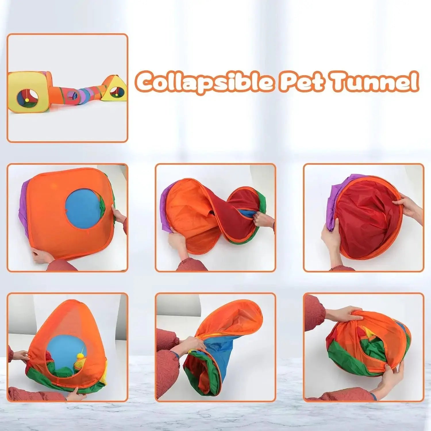Rabbit Tunnel Toy Collapsible Play Tube Cube Set for Small Pets by Wags & Whiskers Pet Supply