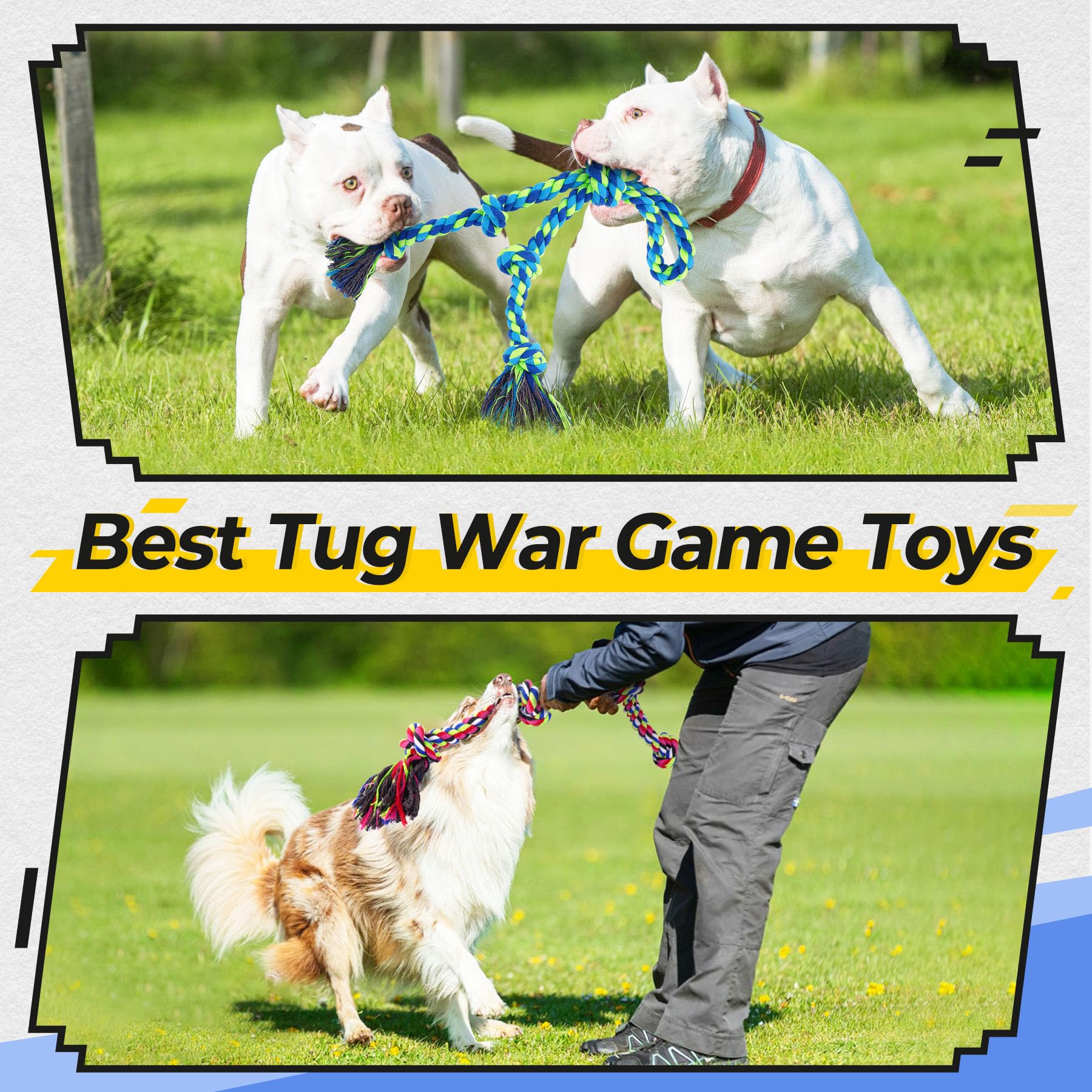 Tough Dog Rope Toys for Aggressive Chewers, Tough Tug of War Dog Toys for Large, Medium & Small Dogs Pet Zen