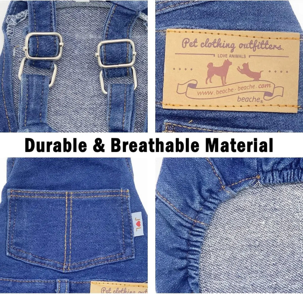Dog Denim Overalls Jumpsuit Adjustable Pet Jeans for Small Dogs Cats Wags & Whiskers Pet Supply