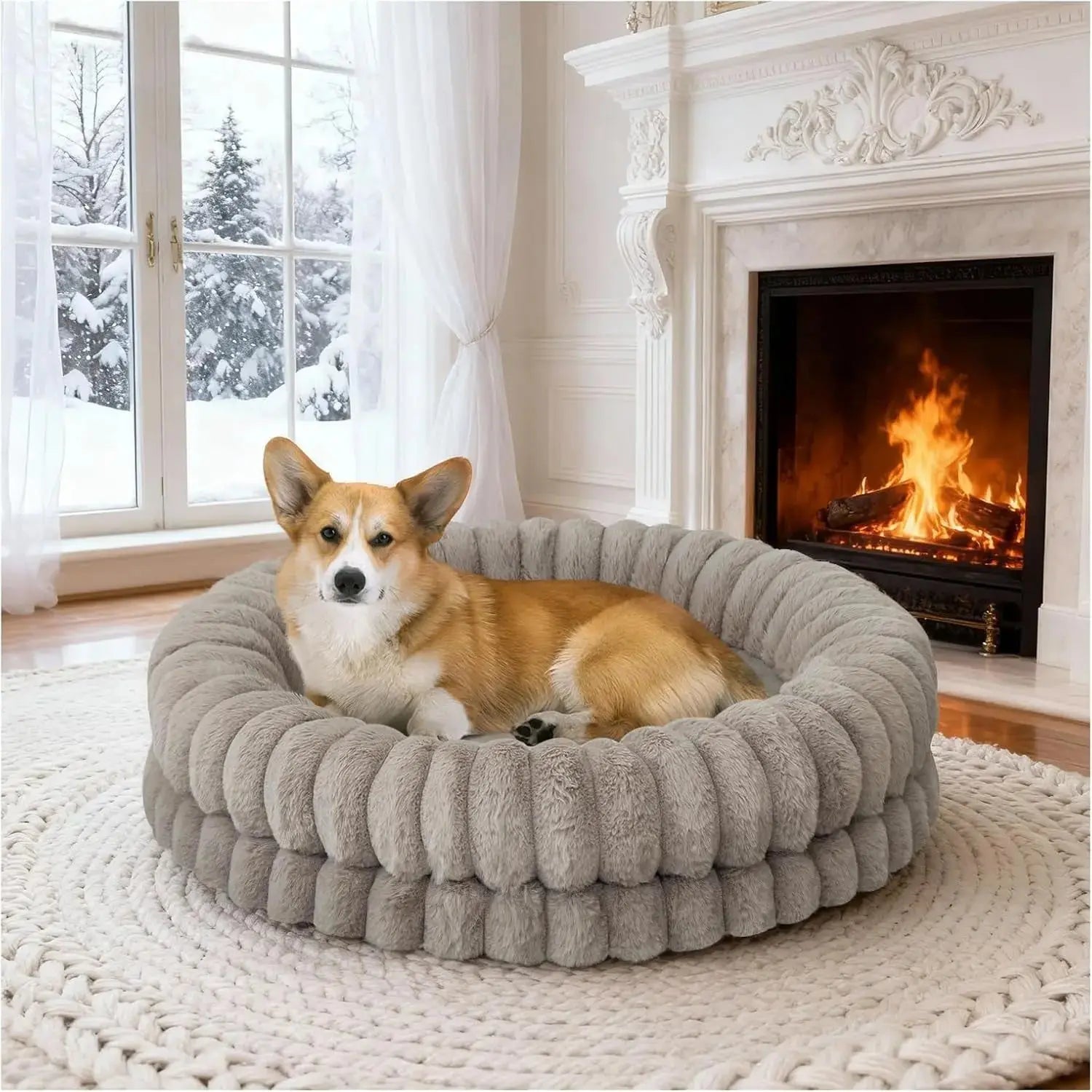 BALANCE Luxury Donut Dog Bed | Orthopedic Calming Round Bed (Washable) Wags & Whiskers Pet Supply