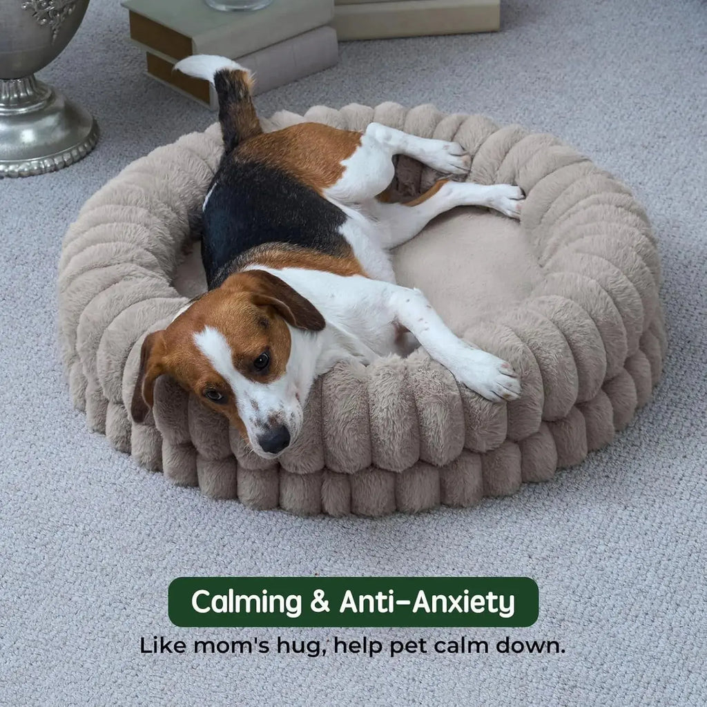 BALANCE Luxury Donut Dog Bed | Orthopedic Calming Round Bed (Washable) Wags & Whiskers Pet Supply