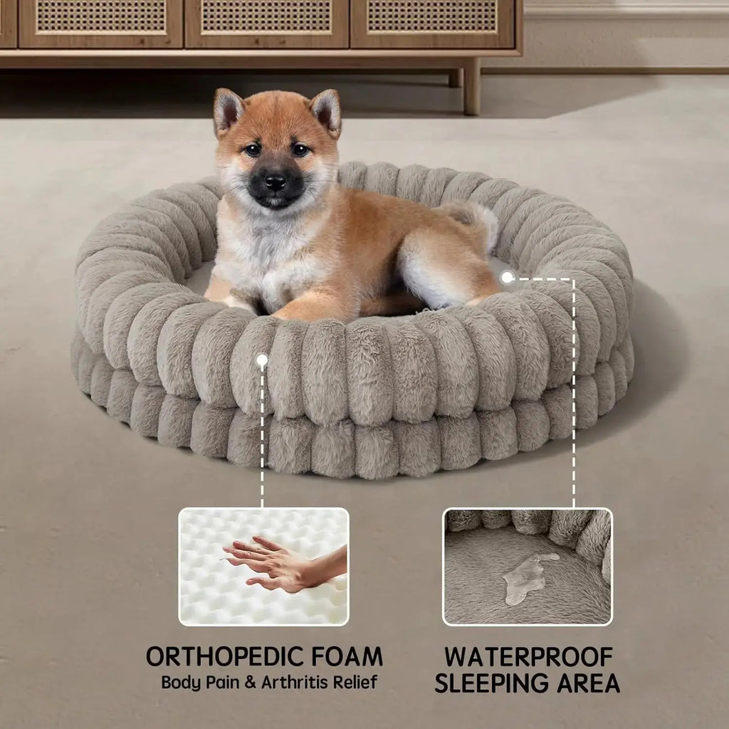 BALANCE Luxury Donut Dog Bed | Orthopedic Calming Round Bed (Washable) Wags & Whiskers Pet Supply