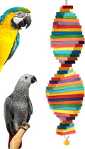 Bird Chew Toy with Wooden Blocks, Hanging Parrot Toy for Medium to Large Birds by Wags & Whiskers Pet Supply