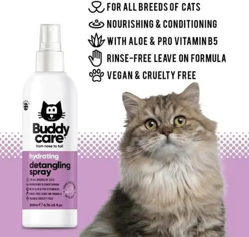 Cat Detangling Spray Matted Fur Remover Leave In Aloe B5 Smooth Coat Care Wags & Whiskers Pet Supply