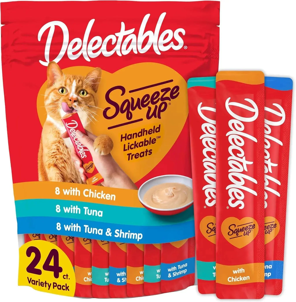 Delectables Squeeze Up Cat Treats Variety Pack, Creamy Puree Tubes Wags & Whiskers Pet Supply