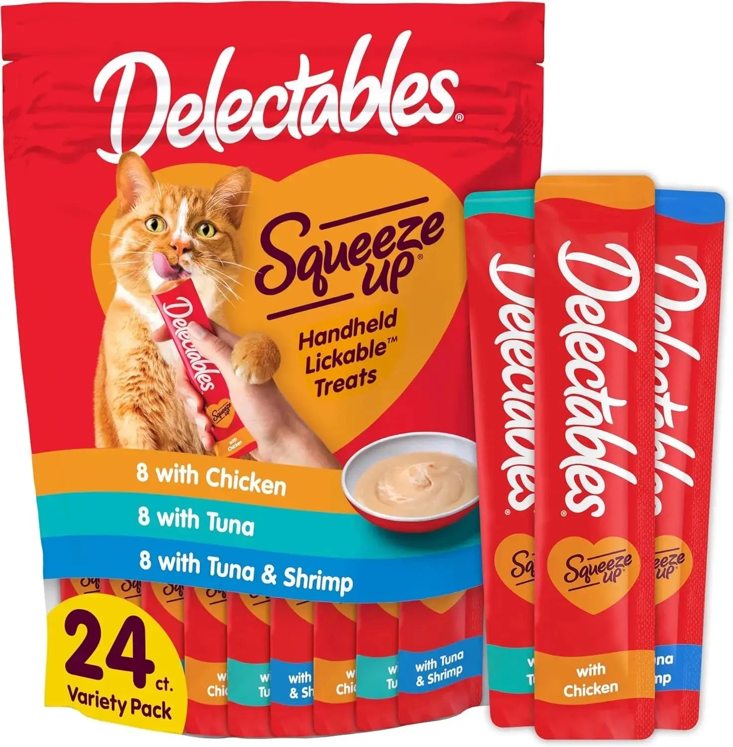 Delectables Squeeze Up Cat Treats Variety Pack, Creamy Puree Tubes Wags & Whiskers Pet Supply