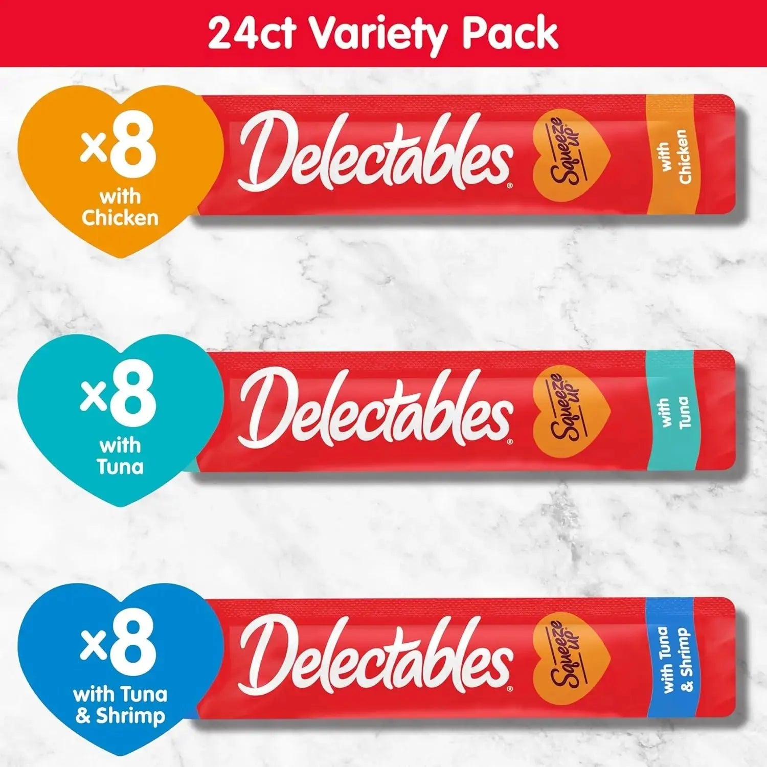 Delectables Squeeze Up Cat Treats Variety Pack, Creamy Puree Tubes Wags & Whiskers Pet Supply
