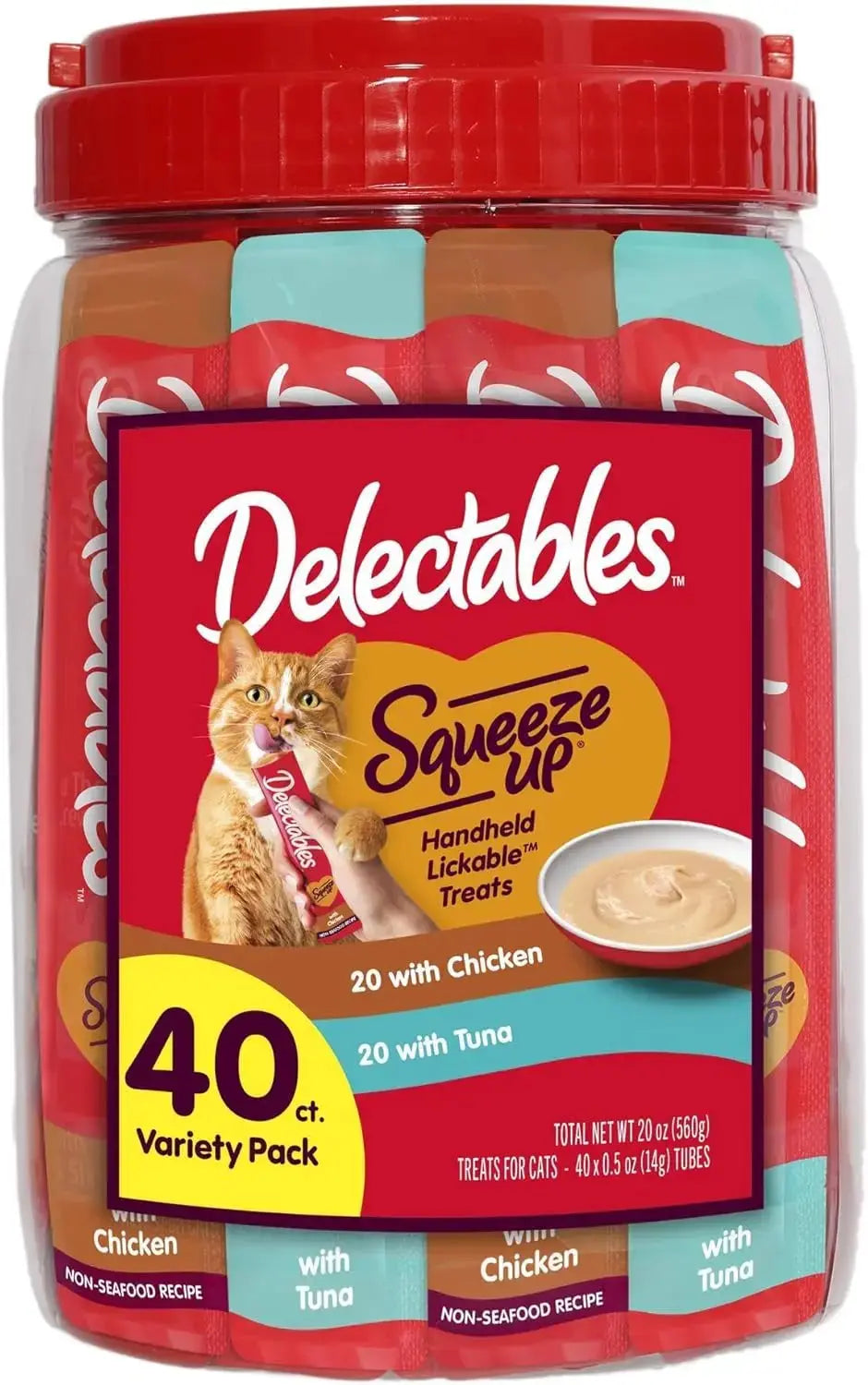 Delectables Squeeze Up Cat Treats Variety Pack, Creamy Puree Tubes Wags & Whiskers Pet Supply