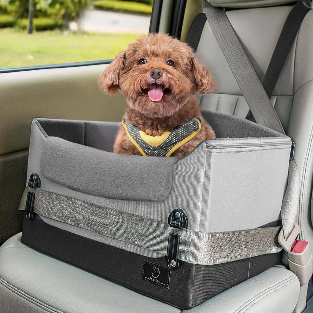 Dog Car Seat Booster for Small Dogs Under 25lbs, Travel Safety Seat with Leash Wags & Whiskers Pet Supply