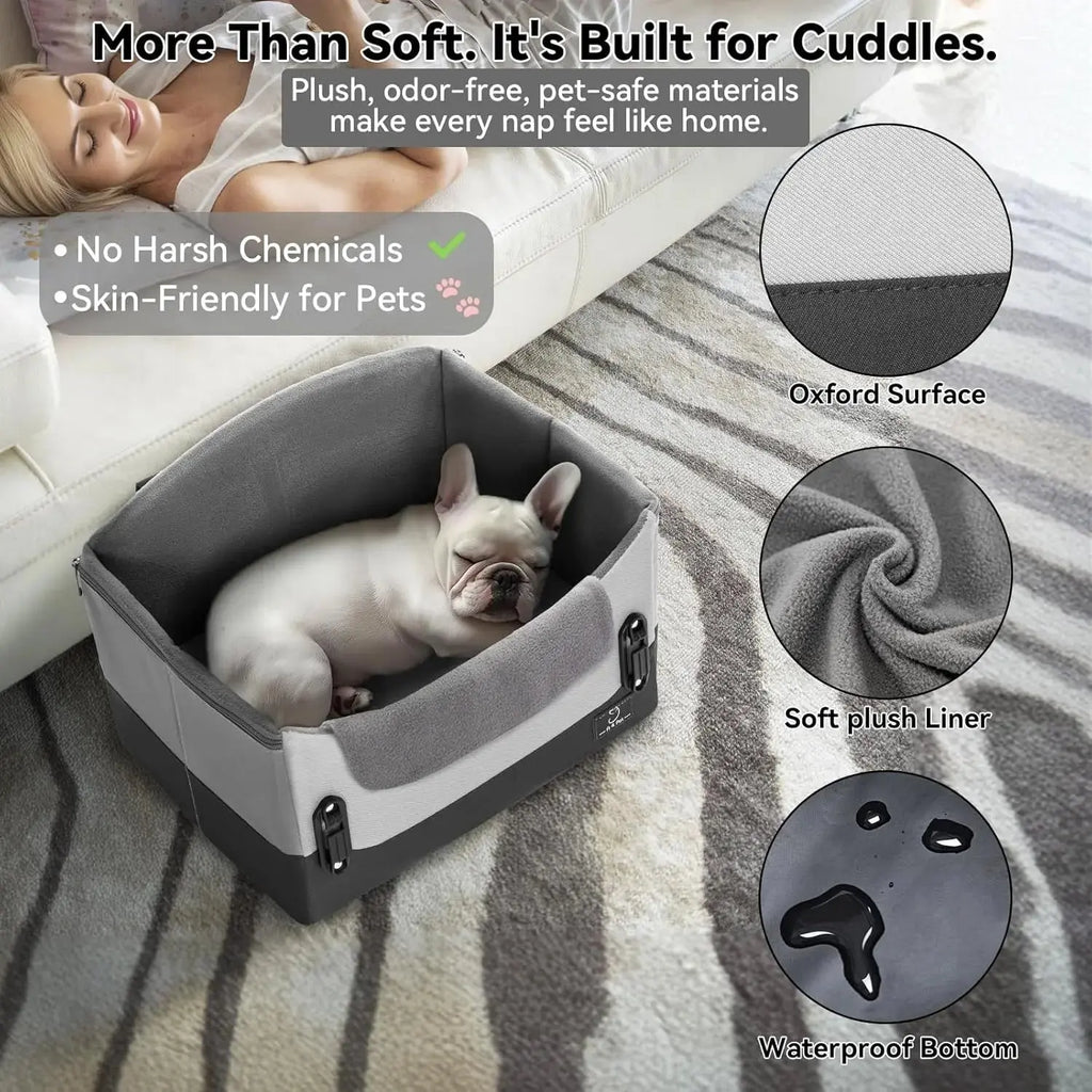 Dog Car Seat Booster for Small Dogs Under 25lbs, Travel Safety Seat with Leash Wags & Whiskers Pet Supply