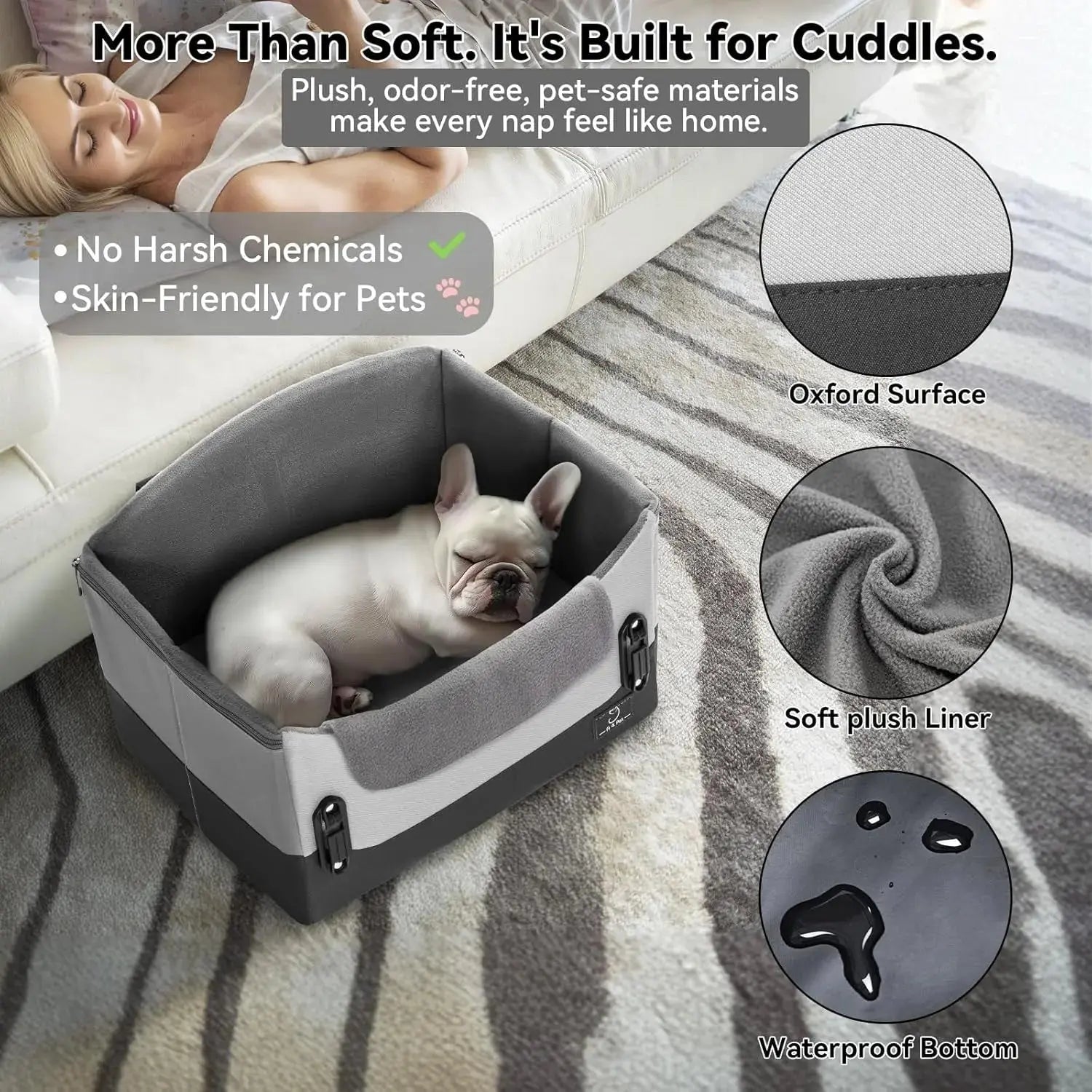 Dog Car Seat Booster for Small Dogs Under 25lbs, Travel Safety Seat with Leash Wags & Whiskers Pet Supply