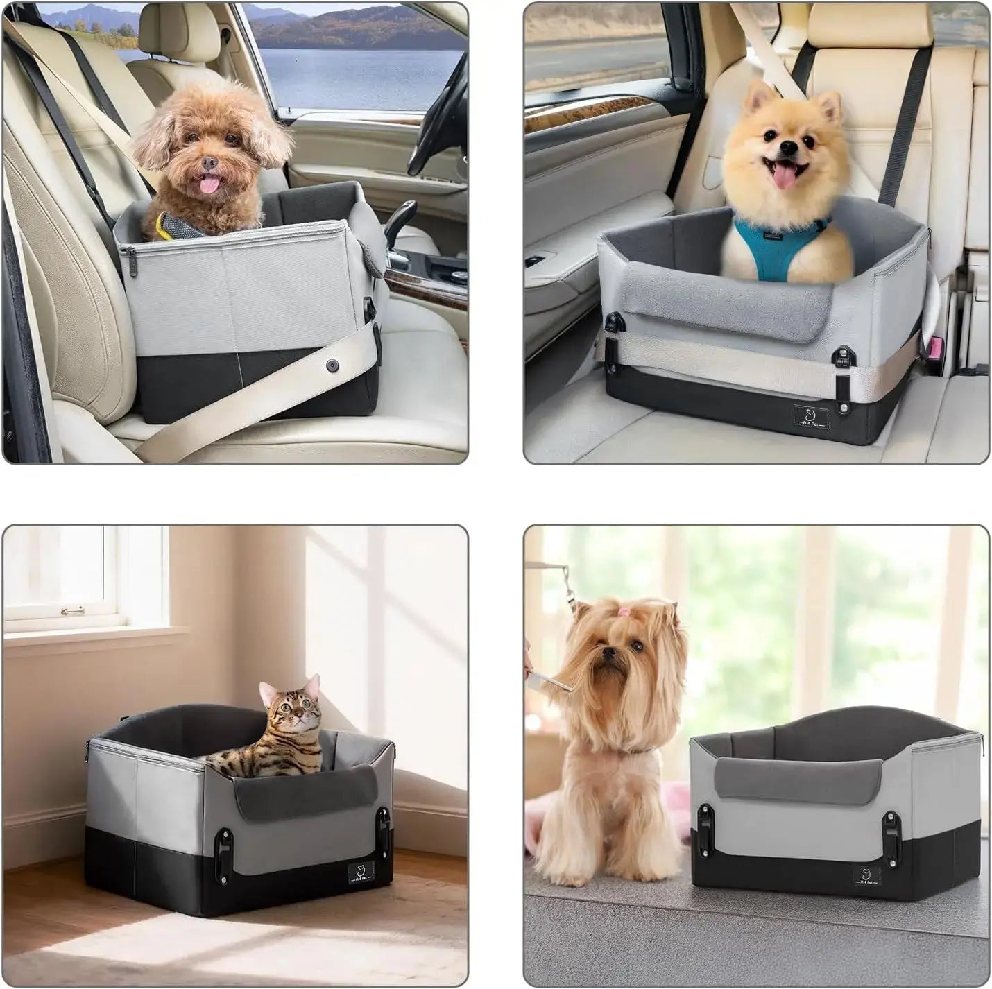 Dog Car Seat Booster for Small Dogs Under 25lbs, Travel Safety Seat with Leash Wags & Whiskers Pet Supply