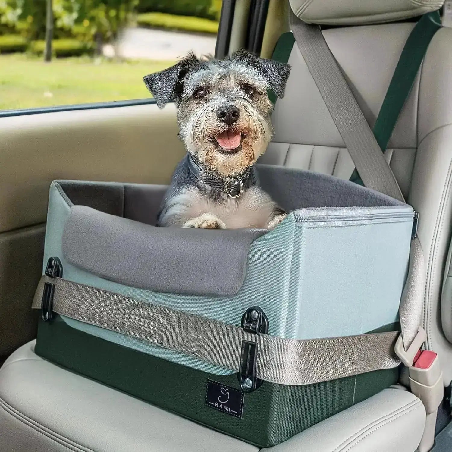 Dog Car Seat Booster for Small Dogs Under 25lbs, Travel Safety Seat with Leash by Wags & Whiskers Pet Supply