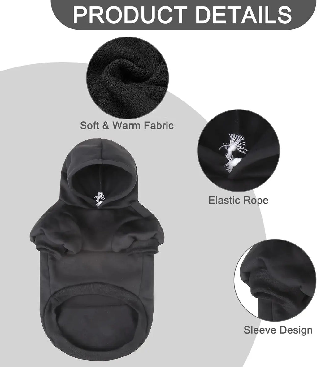 Dog Hoodie Security Fleece Sweatshirt w/ Leash Hole Warm Pet Costume for Small Dogs Wags & Whiskers Pet Supply