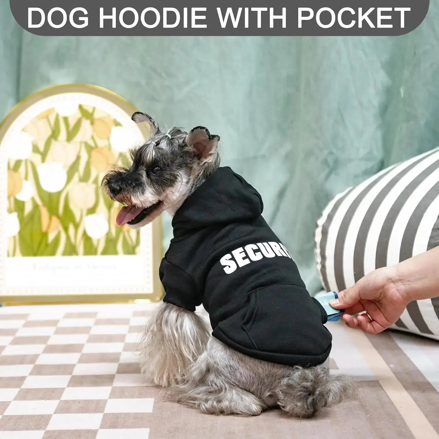 Dog Hoodie Security Fleece Sweatshirt w/ Leash Hole Warm Pet Costume for Small Dogs Wags & Whiskers Pet Supply
