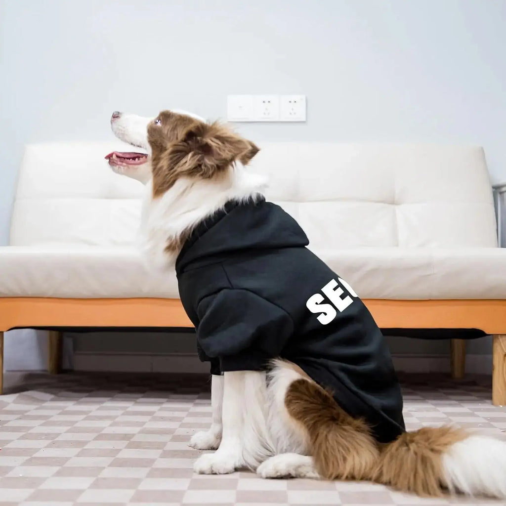 Dog Hoodie Security Fleece Sweatshirt w/ Leash Hole Warm Pet Costume for Small Dogs Wags & Whiskers Pet Supply