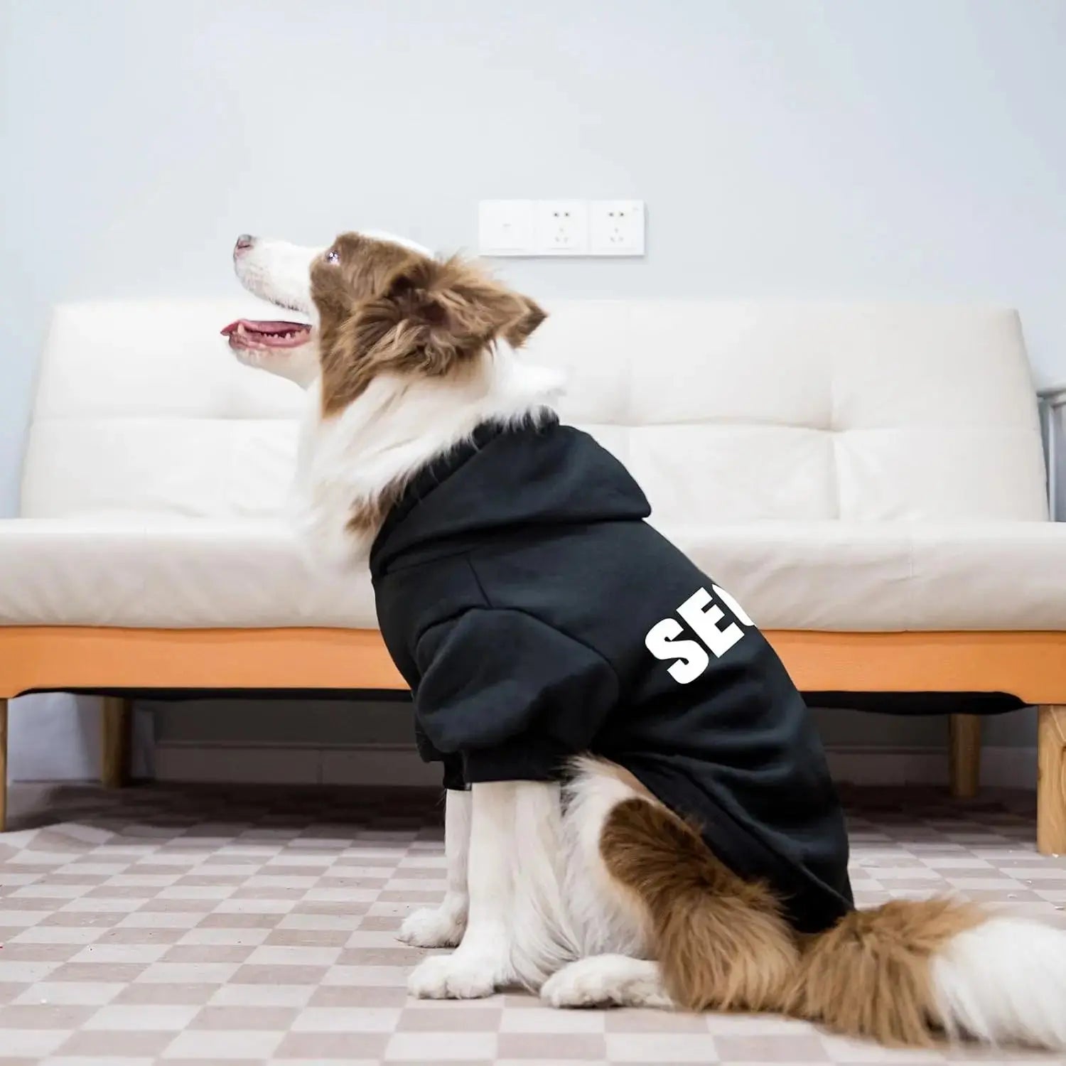 Dog Hoodie Security Fleece Sweatshirt w/ Leash Hole Warm Pet Costume for Small Dogs Wags & Whiskers Pet Supply