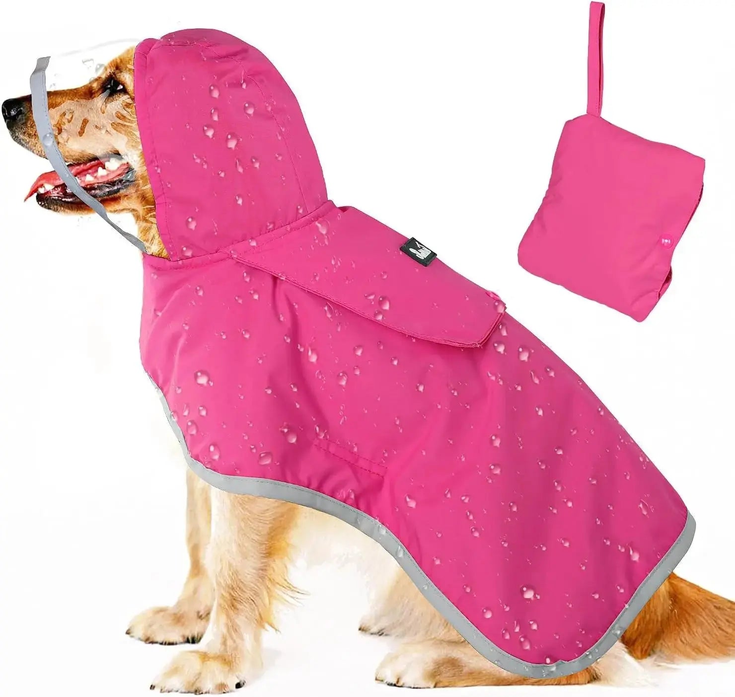 Dog Raincoat with Clear Hood Reflective Trim Adjustable XS–3XL in 3 colors Wags & Whiskers Pet Supply