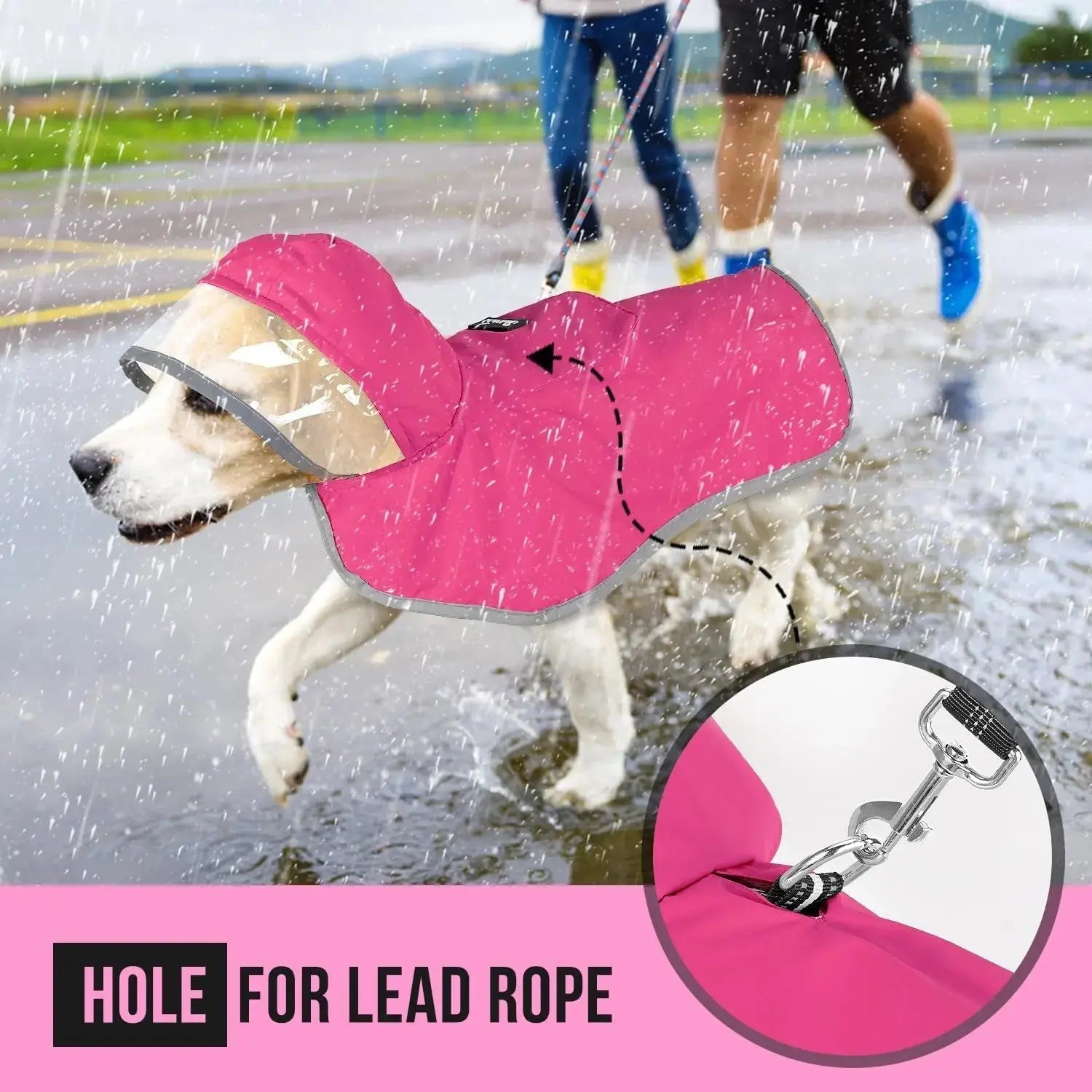 Dog Raincoat with Clear Hood Reflective Trim Adjustable XS–3XL in 3 colors Wags & Whiskers Pet Supply