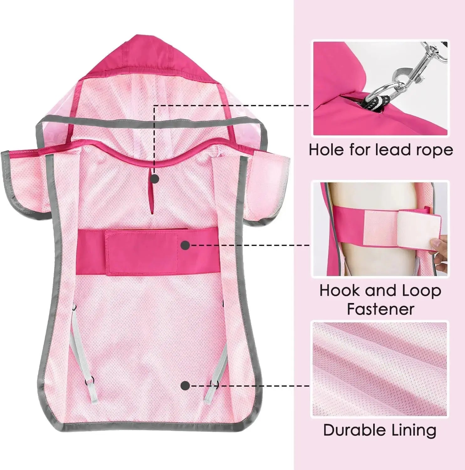 Dog Raincoat with Clear Hood Reflective Trim Adjustable XS–3XL in 3 colors Wags & Whiskers Pet Supply