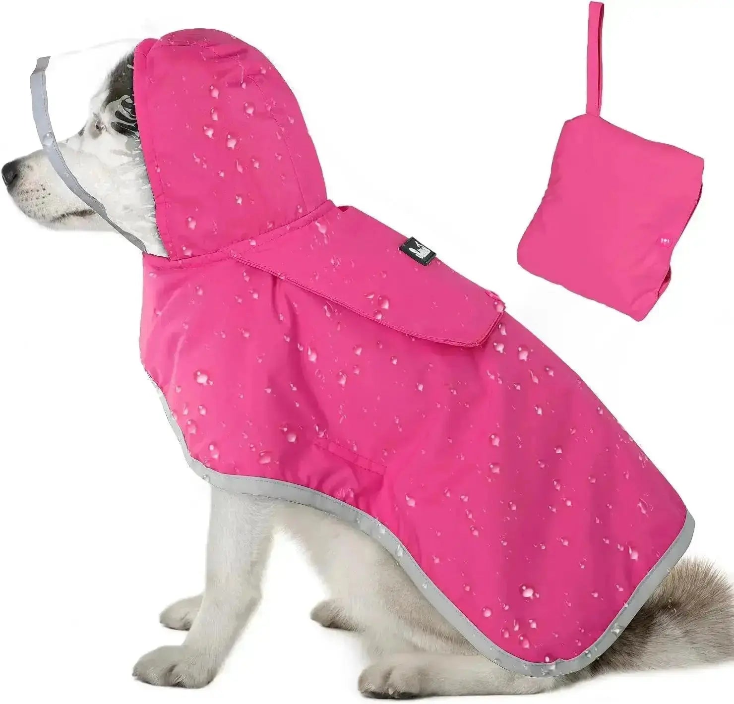 Dog Raincoat with Clear Hood Reflective Trim Adjustable XS–3XL in 3 colors by Wags & Whiskers Pet Supply