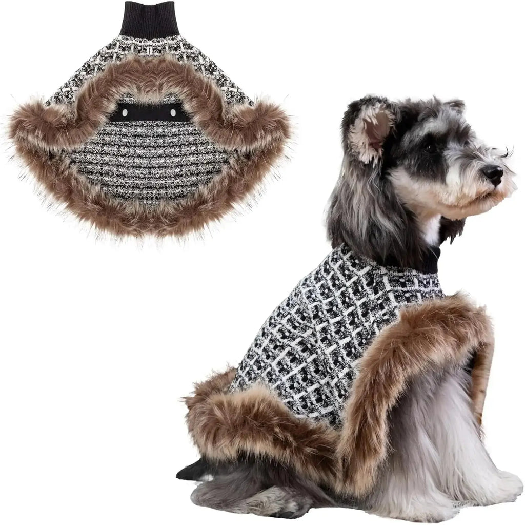 Dog Sweater Cloak Turtleneck Knit Coat XS-XL Small Dogs Winter Warm Wags & Whiskers Pet Supply