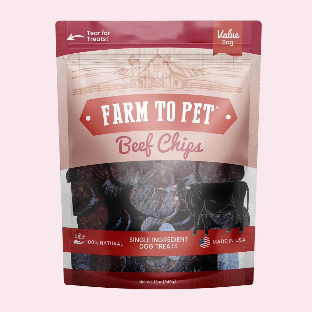 Beef Chips Dog Treats | Single-Ingredient Healthy Treats for Dogs by Farm To Pet