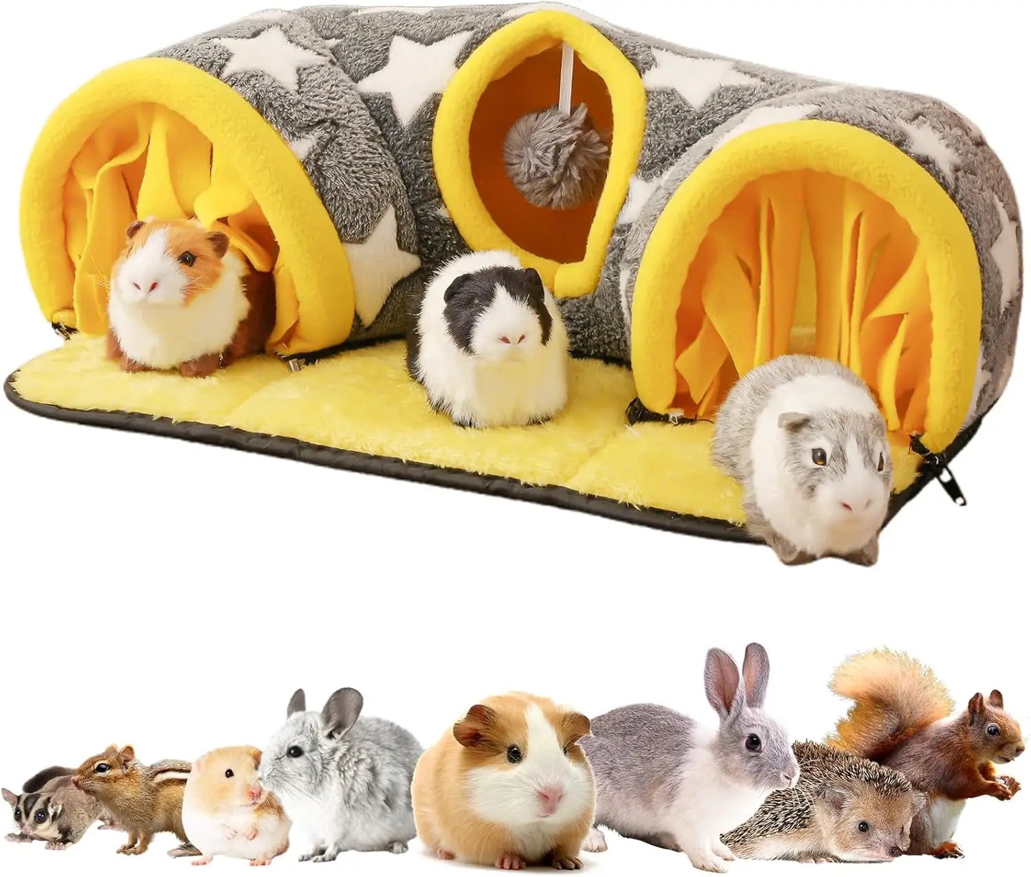 Guinea Pig Tunnel Bed Hideout Plush Tube Small Animal Rabbit Hamster by Wags & Whiskers Pet Supply
