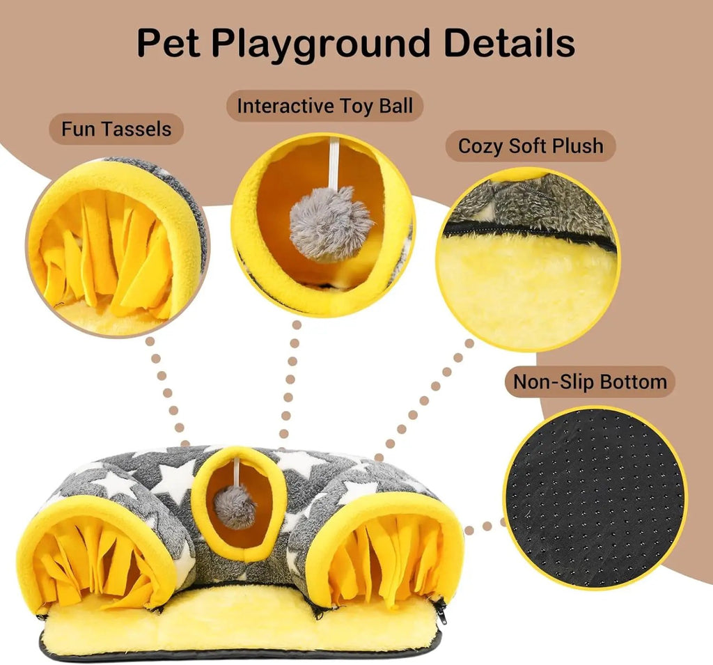 Guinea Pig Tunnel Bed Hideout Plush Tube Small Animal Rabbit Hamster by Wags & Whiskers Pet Supply