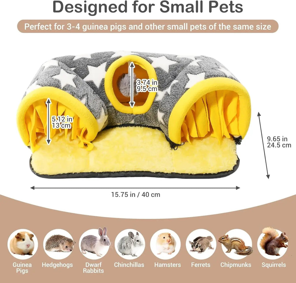 Guinea Pig Tunnel Bed Hideout Plush Tube Small Animal Rabbit Hamster by Wags & Whiskers Pet Supply