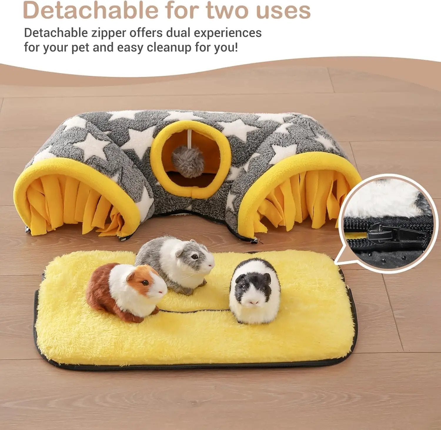 Guinea Pig Tunnel Bed Hideout Plush Tube Small Animal Rabbit Hamster by Wags & Whiskers Pet Supply