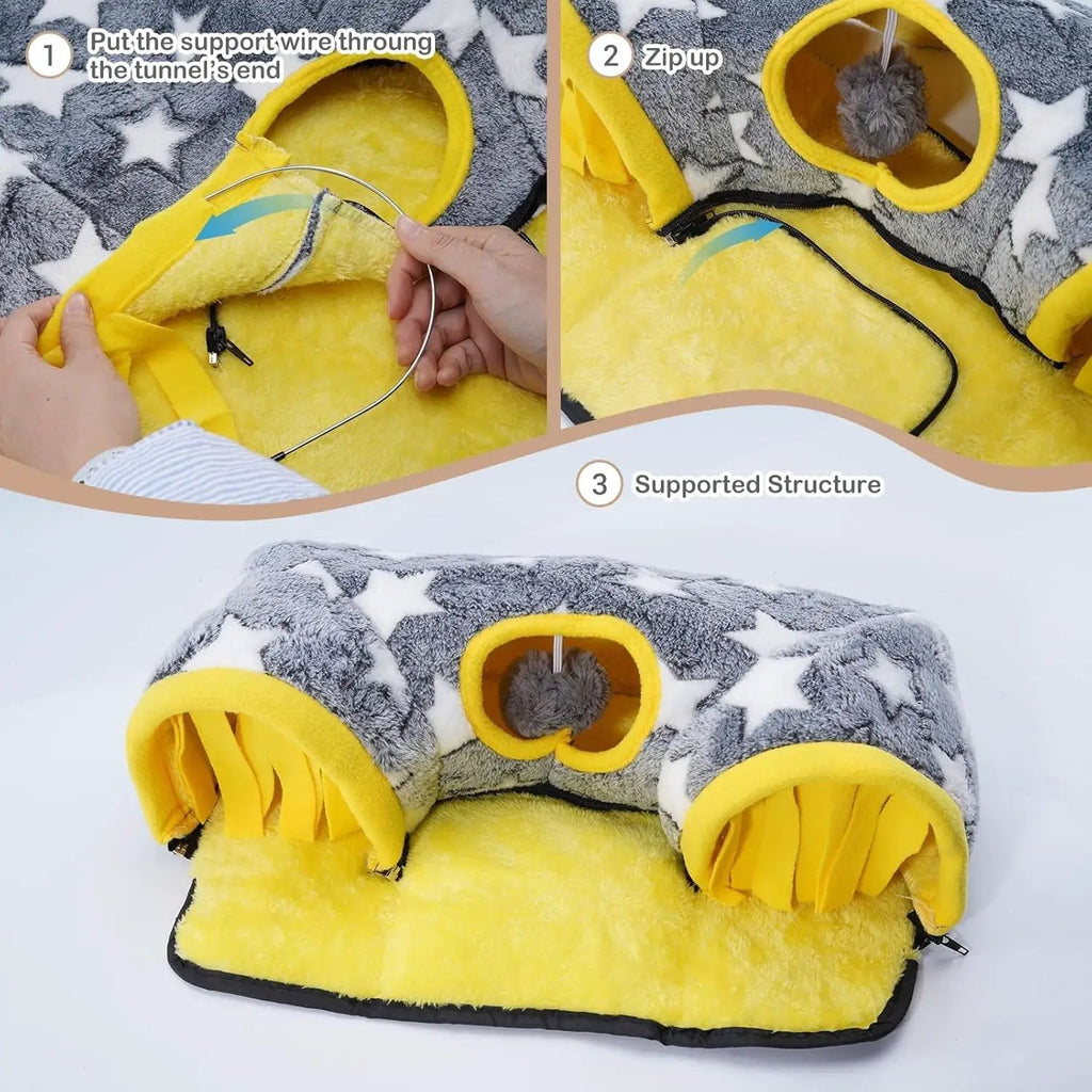 Guinea Pig Tunnel Bed Hideout Plush Tube Small Animal Rabbit Hamster by Wags & Whiskers Pet Supply