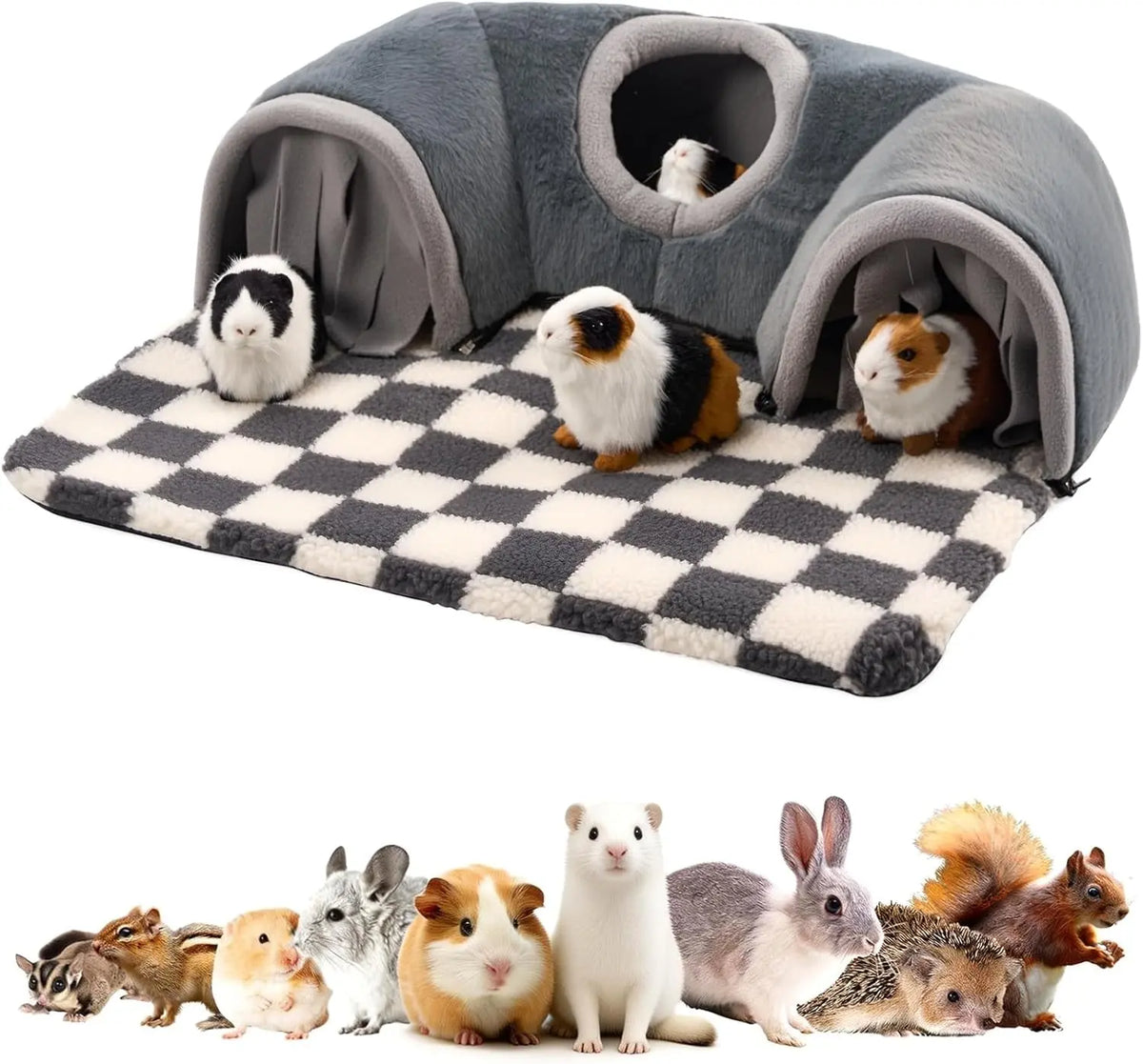 Guinea Pig Tunnel Bed Hideout Plush Tube Small Animal Rabbit Hamster by Wags & Whiskers Pet Supply