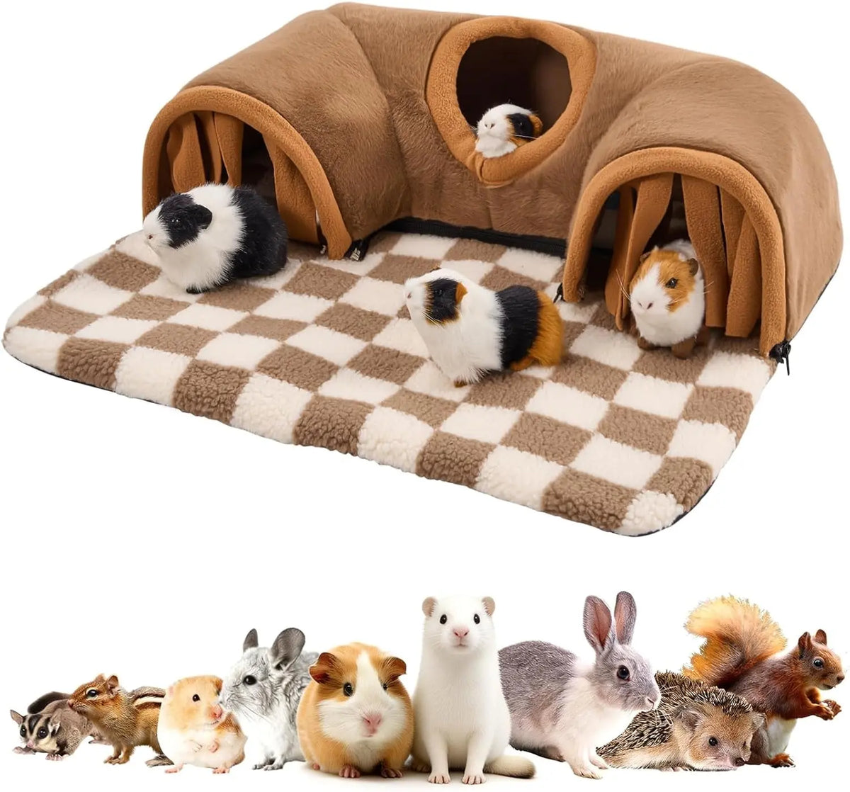 Guinea Pig Tunnel Bed Hideout Plush Tube Small Animal Rabbit Hamster by Wags & Whiskers Pet Supply