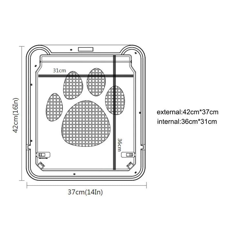 4-Way Lockable Pet Door – Durable Plastic Dog & Cat Flap for Screen Windows and Doors
