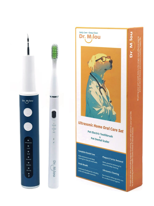 Anesthesia-Free Pet Dental Cleaning Kit: Professional Ultrasonic Tartar Remover & Electric Toothbrush for Dogs & Cats by Dr. Milou® Dr. Milou
