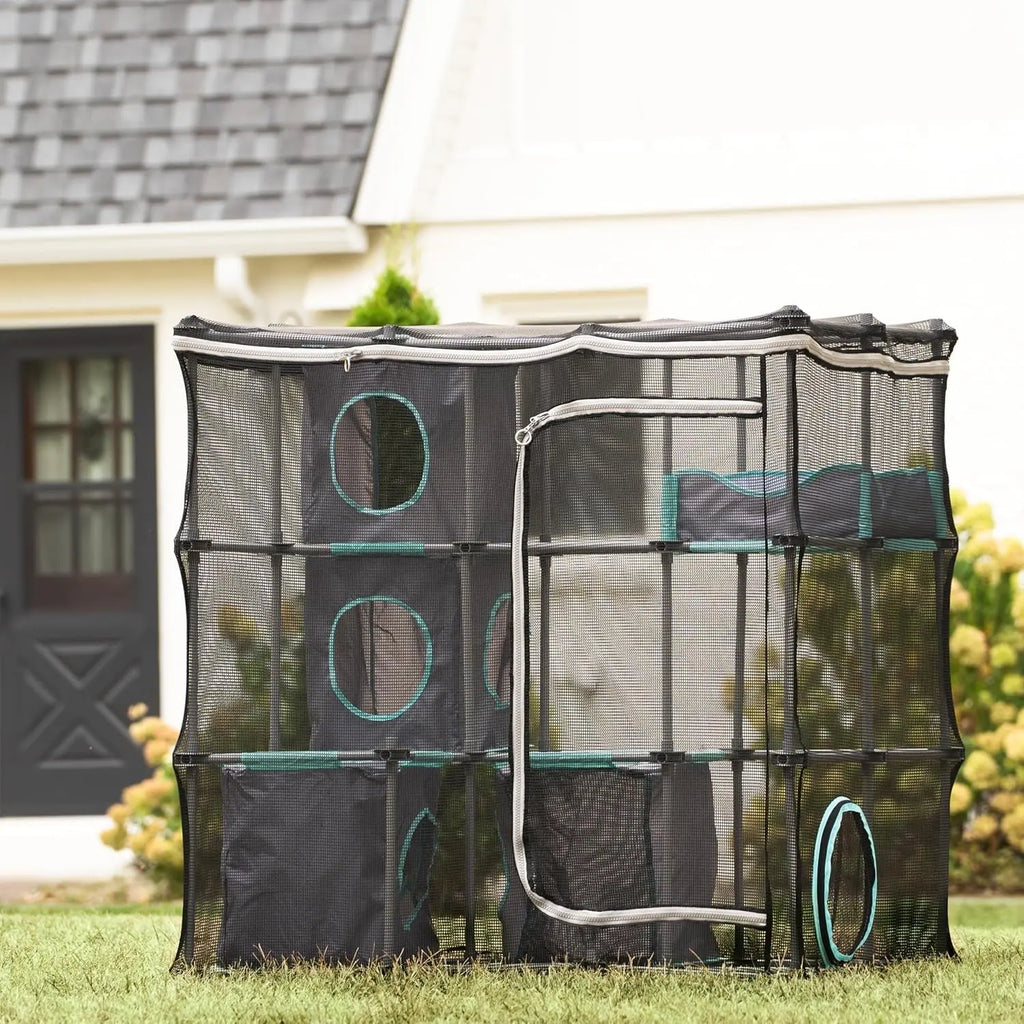 Kitty City Outdoor Catio Furniture and Play Kits for Cats, Outdoor Mega Kit Wags & Whiskers Pet Supply