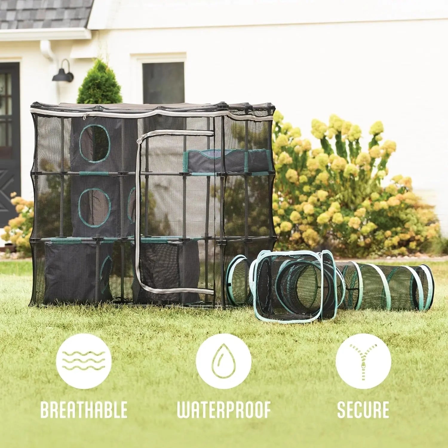 Kitty City Outdoor Catio Furniture and Play Kits for Cats, Outdoor Mega Kit Wags & Whiskers Pet Supply
