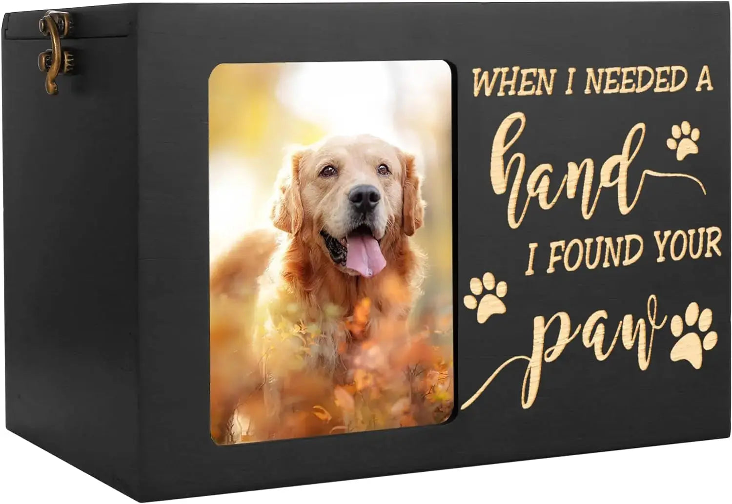 Large Wooden Pet Memorial Urn with Photo Frame Keepsake Box for Dog or Cat Wags & Whiskers Pet Supply