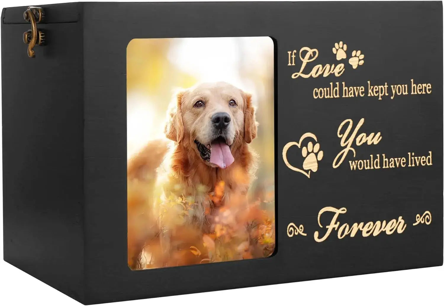 Large Wooden Pet Memorial Urn with Photo Frame Keepsake Box for Dog or Cat Wags & Whiskers Pet Supply