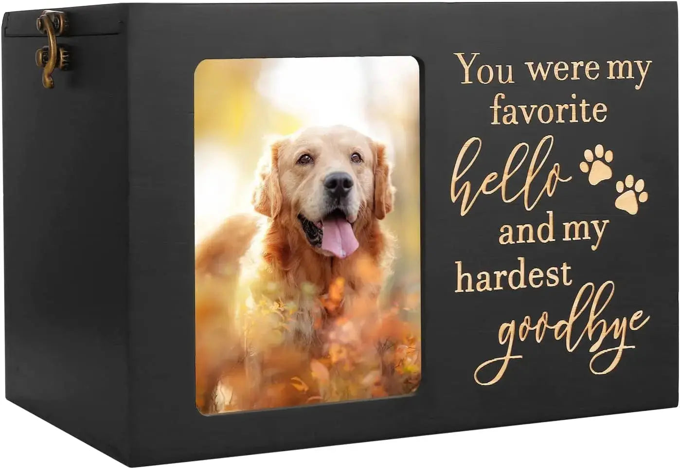 Large Wooden Pet Memorial Urn with Photo Frame Keepsake Box for Dog or Cat Wags & Whiskers Pet Supply