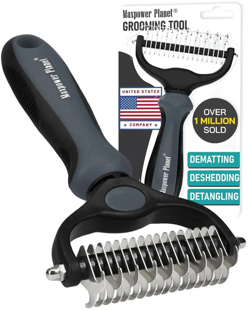 Maxpower Dual-Sided Pet Grooming Rake for Dogs & Cats – Dematting Tool by Wags & Whiskers Pet Supply
