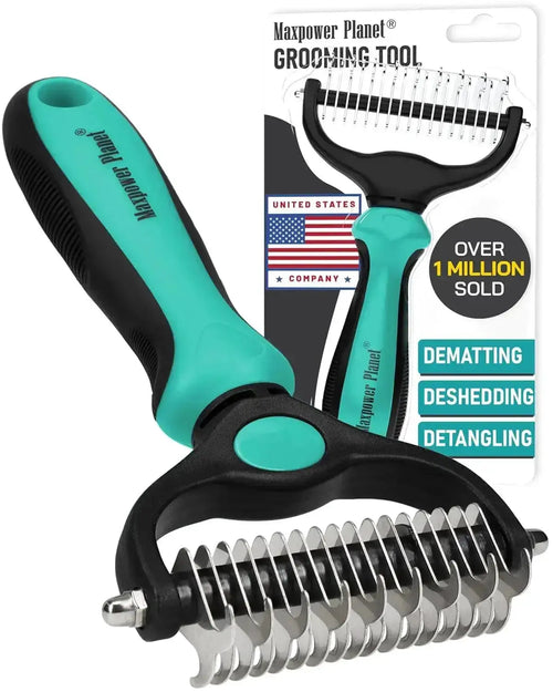Maxpower Dual-Sided Pet Grooming Rake for Dogs & Cats – Dematting Tool by Wags & Whiskers Pet Supply