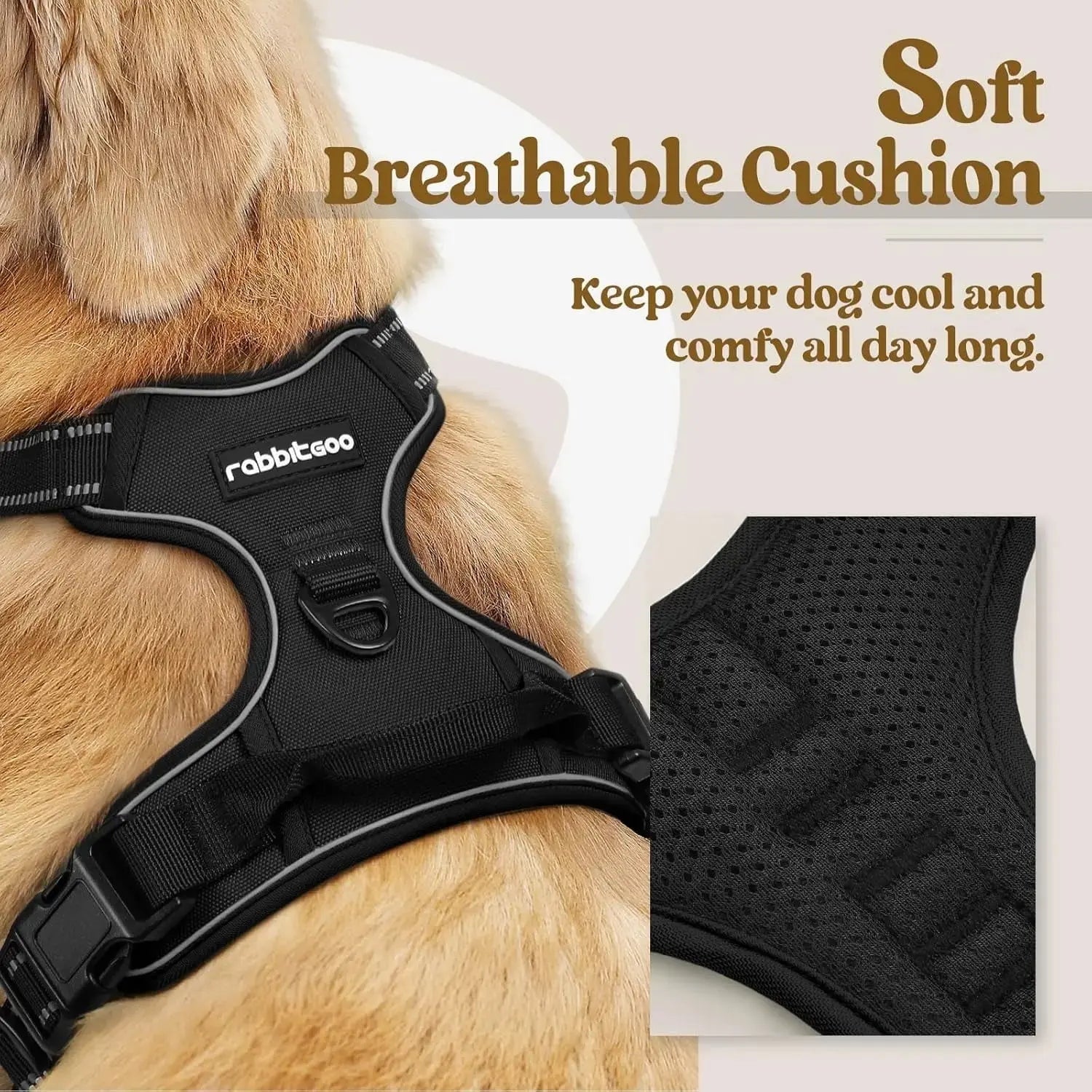 No Pull Dog Harness Reflective Adjustable Oxford Vest Dogs Control (All Sizes) Wags & Whiskers Pet Supply