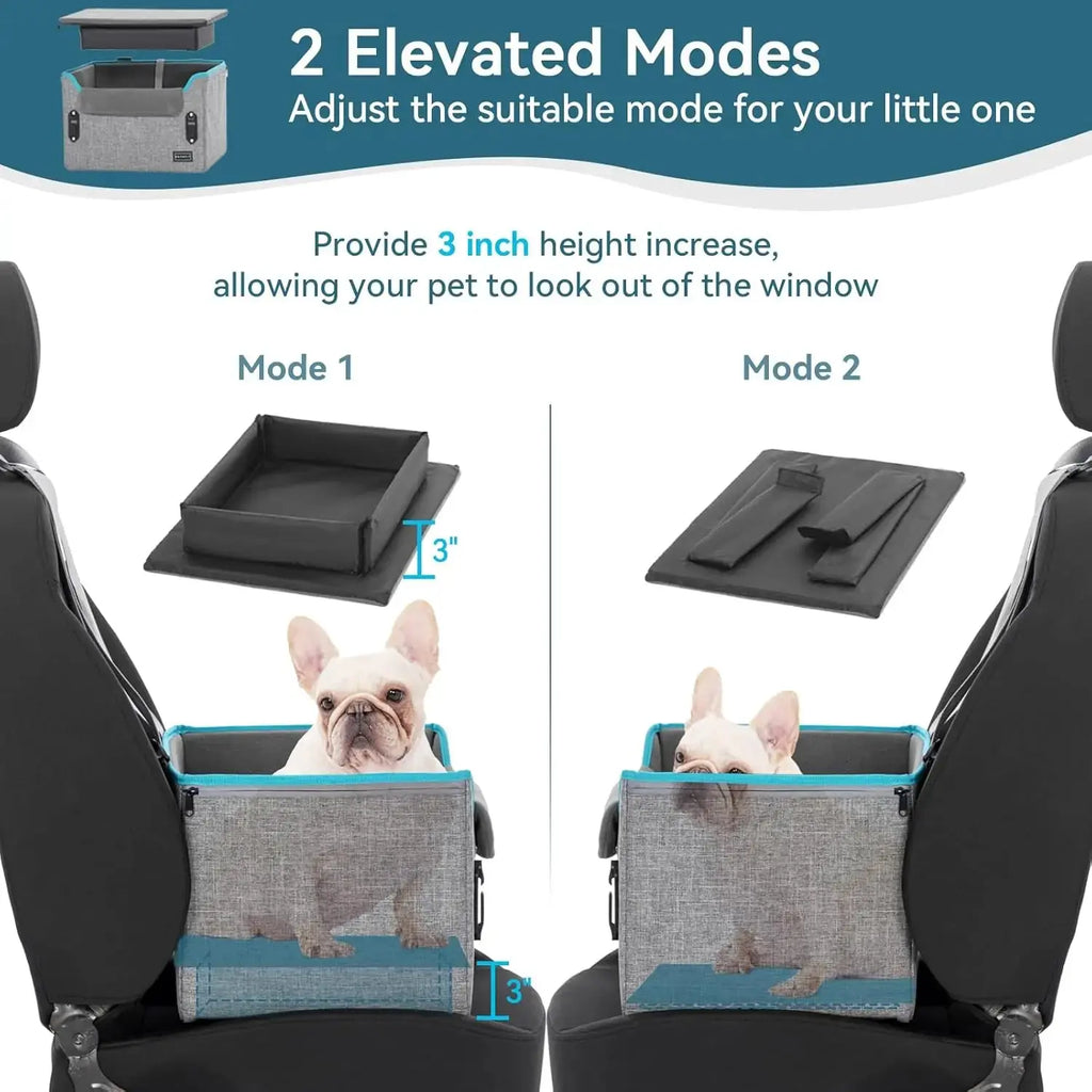 PETSFIT Small Dog Booster Car Seat with Safety Buckles & Tether, Foldable Wags & Whiskers Pet Supply